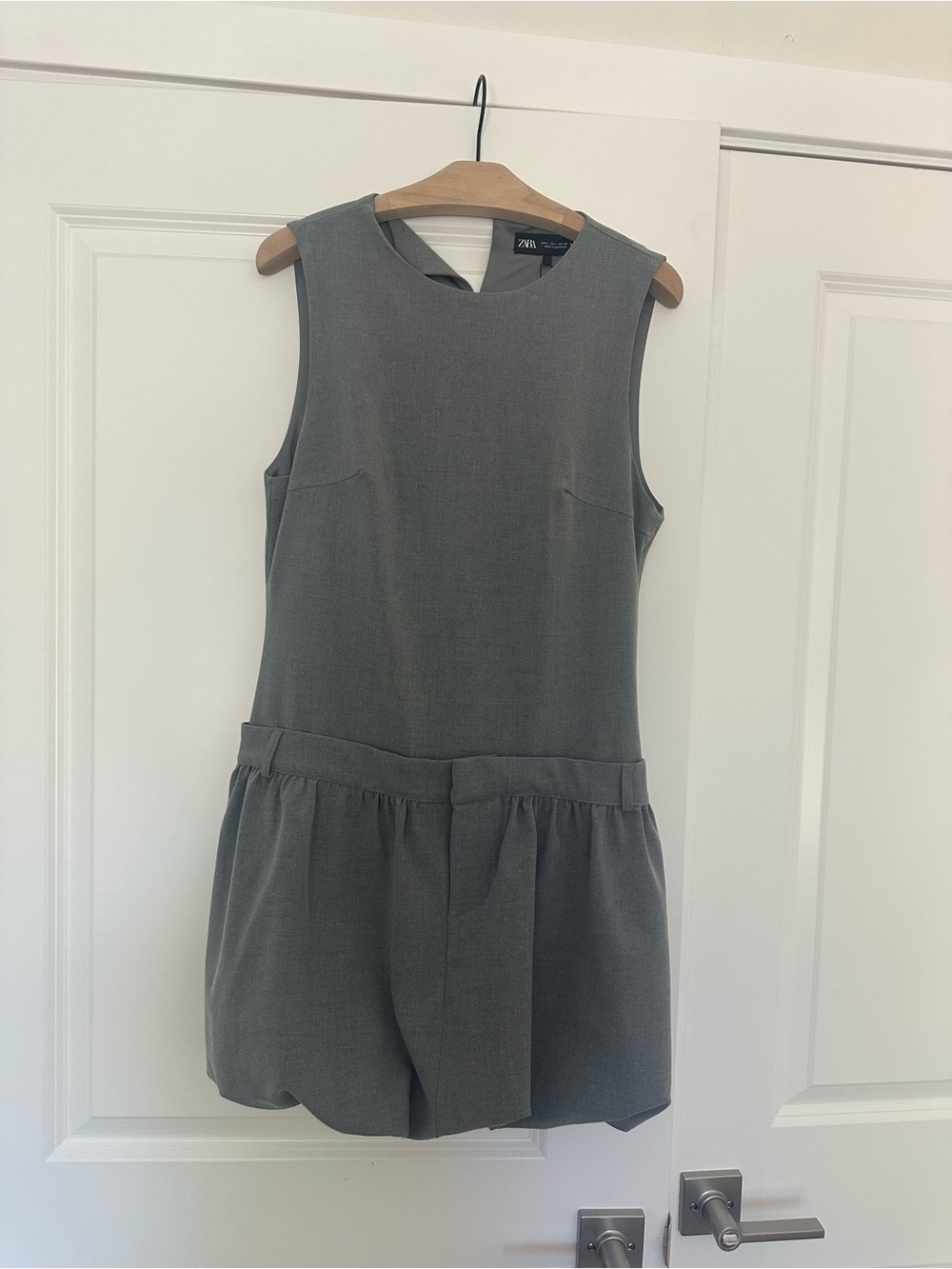 NWT Zara Grey Drop Waist Bubble Hem Mini Dress Size L